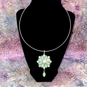 Silver necklace with mint flower pendant